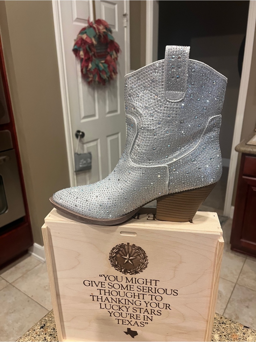Sparkly Silver Rhinestone Cowboy Boots - Picture 5 of 7
